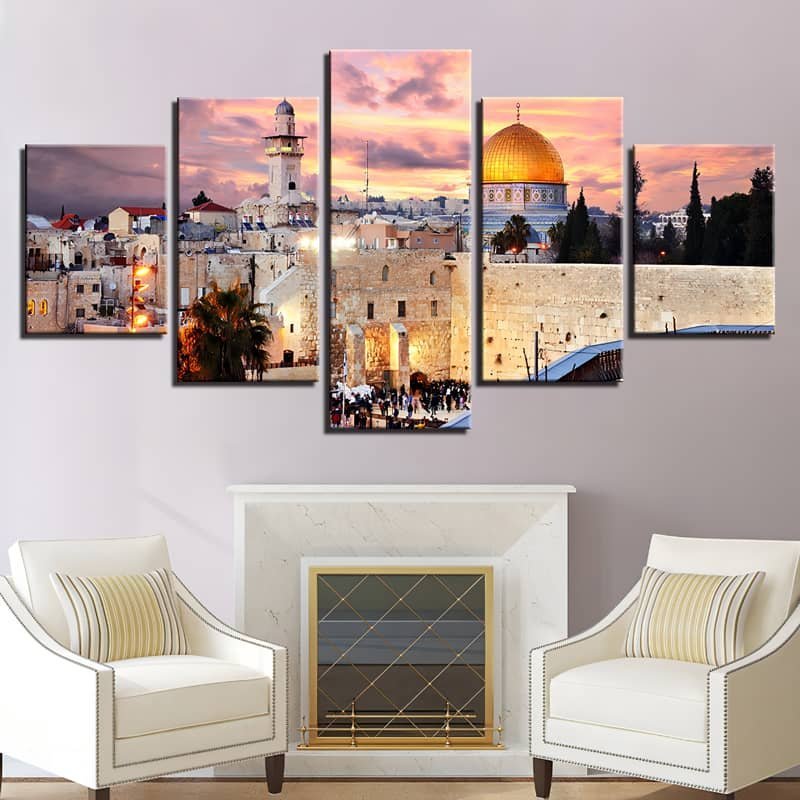 Malen nach Zahlen 5 teilig - Jerusalem, Sonnenuntergang - hochwertige Leinwand - multi5, neue_bilder