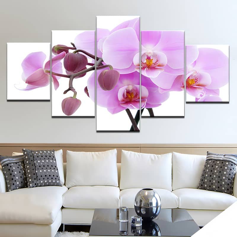 Malen nach Zahlen 5 teilig - Orchidee in groß, violett - hochwertige Leinwand - multi5, neue_bilder