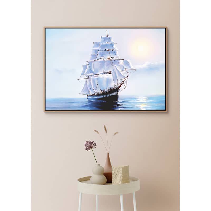 Malen nach Zahlen - Segelschiff, Sonne - hochwertige Leinwand - meer, neue_bilder, schiffe