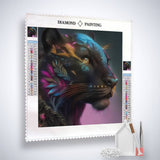 Diamond Painting Kit - Panther Portrait with Acrylic Diamonds, Setzstift, and Künstler-Pinzette