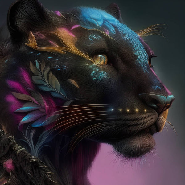 Malen nach Zahlen Panther Portrait mit bunten abstrakten Details und entspannender Wirkung