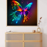 Malen nach Zahlen - Regenbogenschmetterling Bild, bunte Schmetterlingskunst auf Leinwand, entspannende Malaktivität, Wanddekoration über Kommode