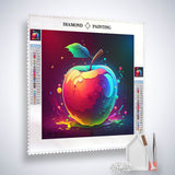 Diamond Painting Kit - Apfel Splash Motiv mit Profi-Leinwand, farbenfrohen Acryl Diamonds, Pinzette und Setzstift. Perfekte Kunst zum Funkeln!