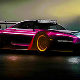 Stylish sport car racing at night with vibrant lighting and sleek design