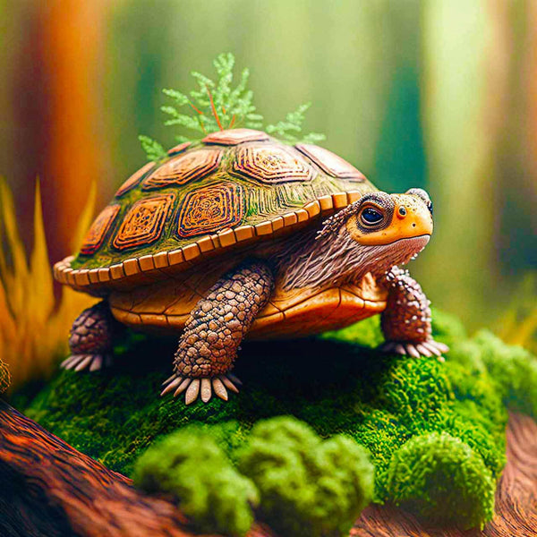 Malen nach Zahlen Schildkröte im Wald - Entspannendes Mal-Set mit Schildkröte-Motiv in natürlicher Waldkulisse.